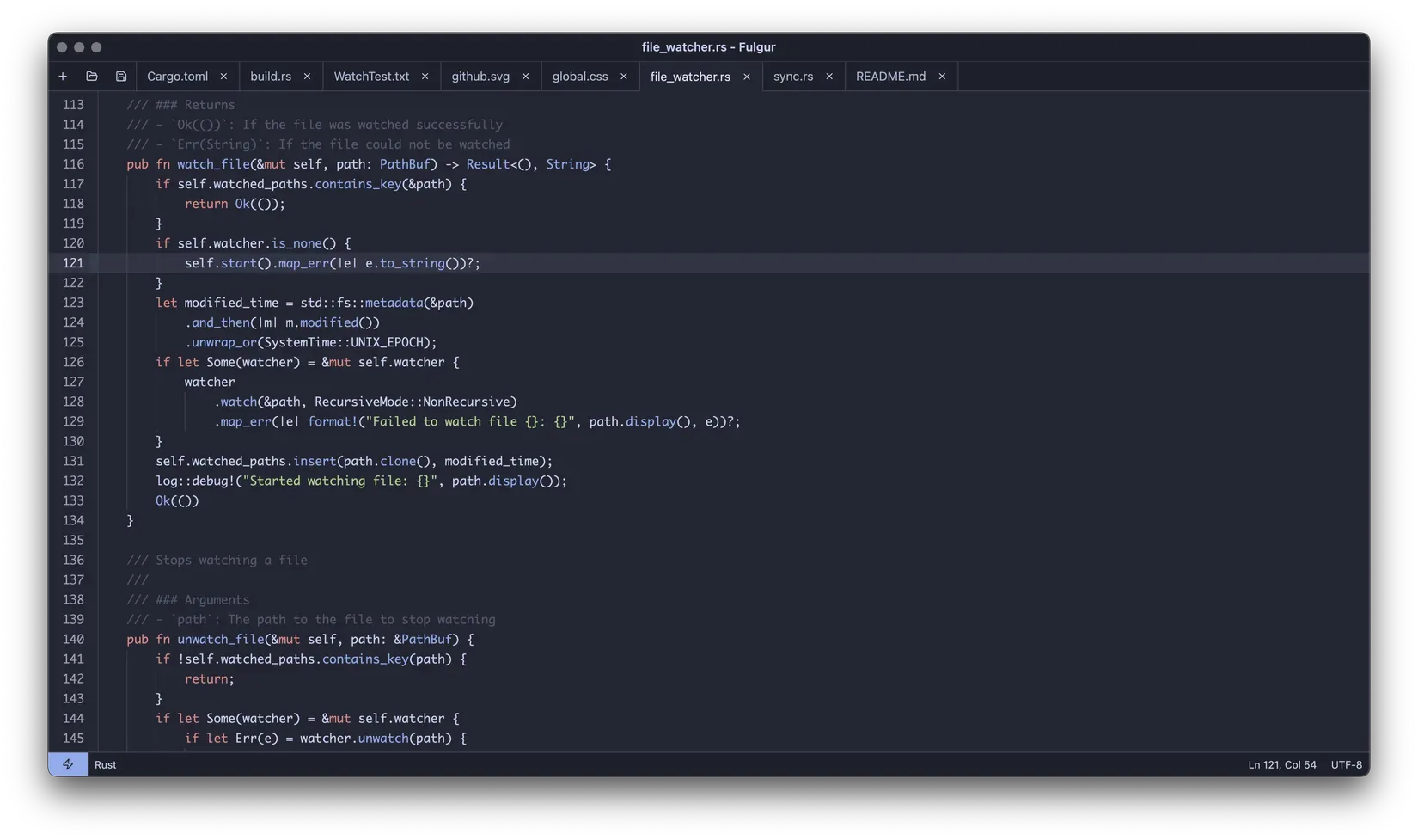Fulgur - Rust code editing