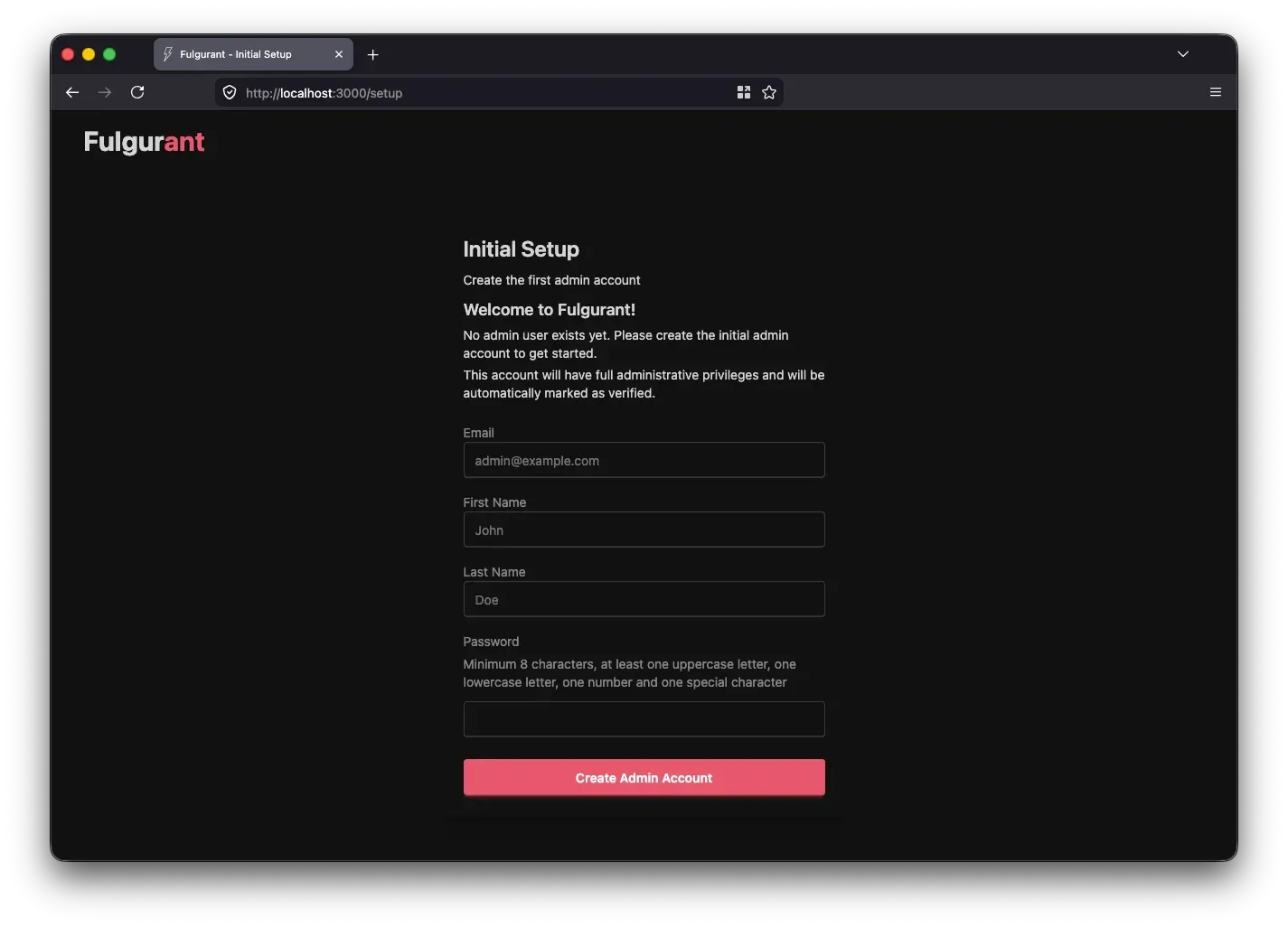 Screenshot: Login screen