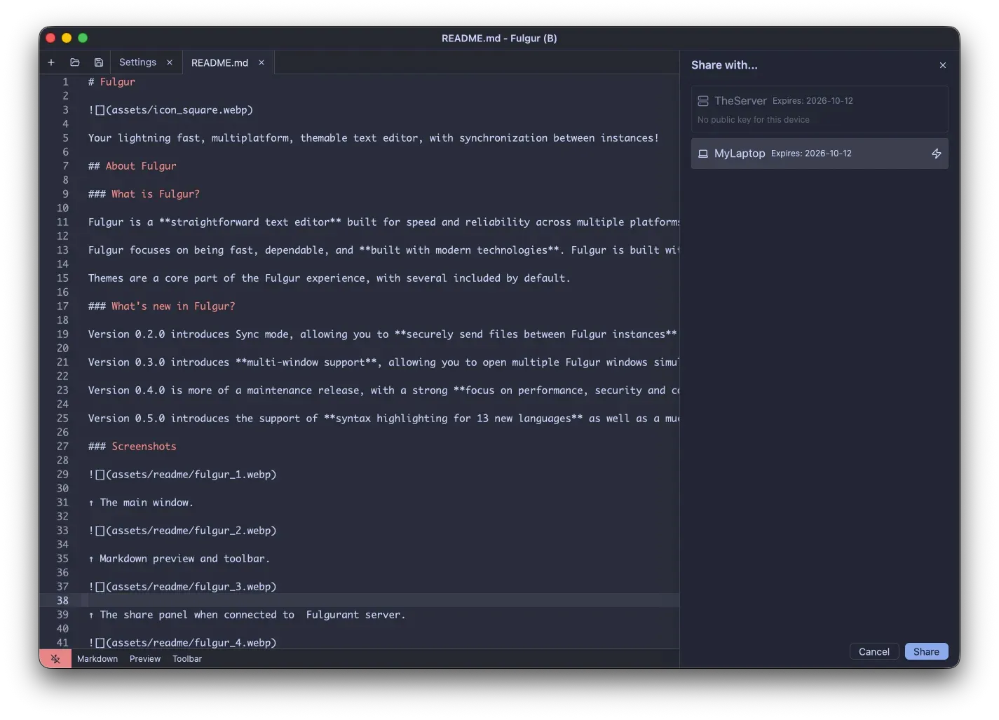 Screenshot: File sharing